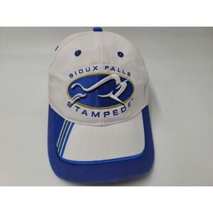 Sioux Falls Stampede Adjustable (Fits Small) Hat Cap Men USHL Hockey White Blue